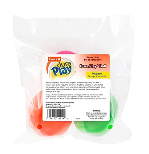 Hartz DuraPlay Squeaky Latex Dog Balls, Medium, Durable 3-Pack Toy - Image 8