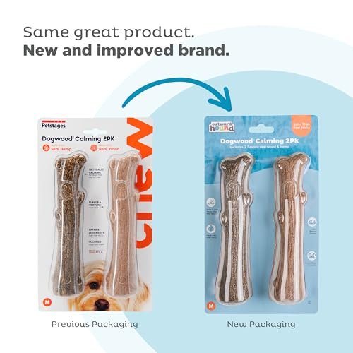 Petstages Dogwood & Hemp Durable Dog Chew Toys, Real Wood, 2-Pack - Image 2