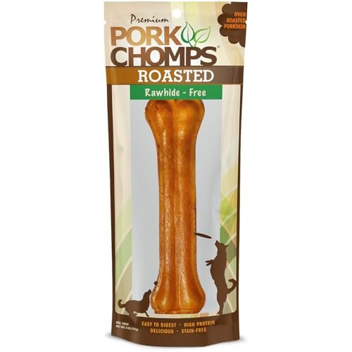 Pork Chomps Roasted Pressed Pork Skin Dog Chew, 7-inch Bone, 1 Count