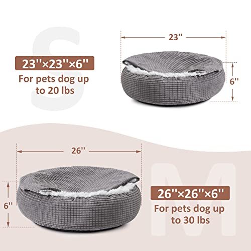 MIXJOY 23" Calming Small Dog Bed with Hooded Blanket & Anti-Slip Base - Image 6