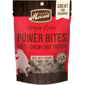 Merrick Power Bites Natural Soft And Chewy Real Meat Dog Treats, Grain Free Snack With Real Beef Recipe - 6 oz. Bag
