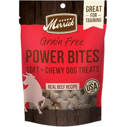 Merrick Power Bites Natural Soft And Chewy Real Meat Dog Treats, Grain Free Snack With Real Beef Recipe - 6 oz. Bag
