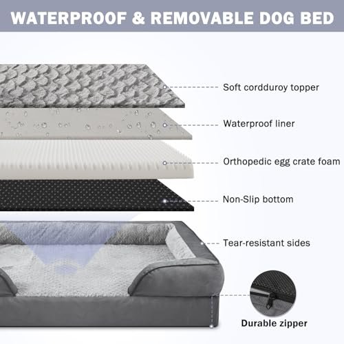 Orthopedic XL Dog Bed with Washable Cover, Waterproof Lining, Non-Skid Base - Image 4