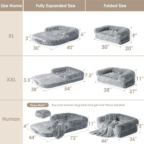 EHEYCIGA XXL Orthopedic Dog Bed, Faux Fur Memory Foam, Non-Slip, Grey - Image 4