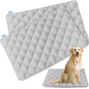 Dog Crate Pad 2 Pack, Soft Dog Crate Mat with Anti-Slip Bottom, Machine Washable Kennel Pad, Crate Pads for Dog Cages, Dog Bed for Crate, Fits 24 Inch Dog Crate, Grey