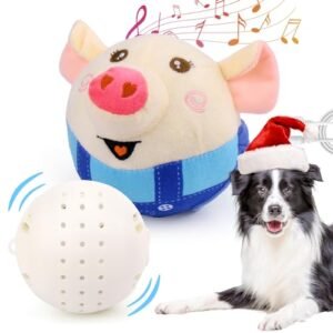 Mity rain Dog Toys - Interactive Dog Toys Ball for Pet Automatic Rolling Jumping Vibrating Wiggling, Dog Squeaky Toys with Chewable Plush Cover&Music for Small/Medium/Large Dogs Boredom Toys