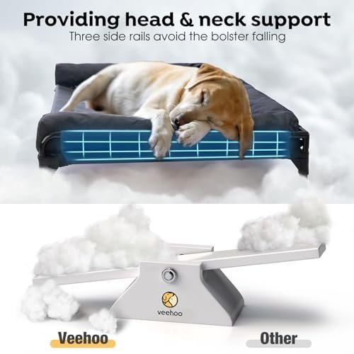 Veehoo Elevated Dog Bed - Cooling Cot with Bolster & Non-Slip Feet - Image 2