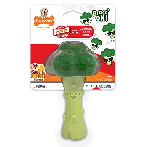 Nylabone Broccoli Chew Toy for Large Dogs, Bacon & Cheese Flavor - Image 9