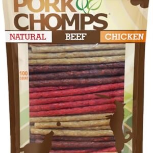Pork Chomps Dog Chews, 5-inch Munchy Sticks, Assorted Flavors, 100 Count