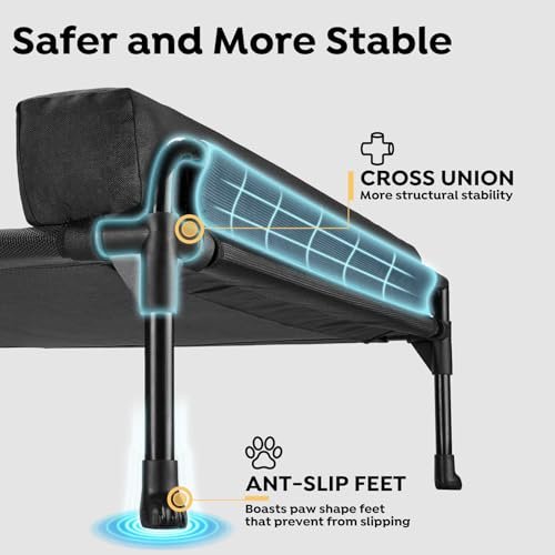 Veehoo Elevated Dog Bed - Cooling Cot with Bolster & Non-Slip Feet - Image 3