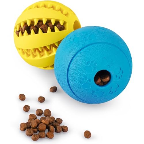 HIPPIH Dog Puzzle Toys 2 Pack, Interactive Dog Toys for Large Dogs & Small Dogs, Puppy Toys for Treat Dispensing, Durable Dog Balls for Teeth Cleaning/IQ Training, Dog Enrichment Toys for Chewing