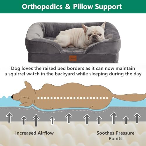 HIMEET Large Waterproof Dog Bed – Washable Bolster Pet Couch 35"x25" - Image 6
