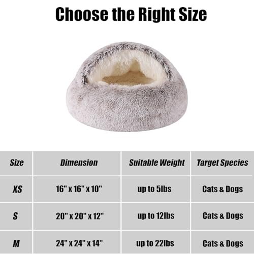 Cozy Washable Cat Cave & Small Dog Bed with Hooded Cover, Non-Slip, 24" - Image 4