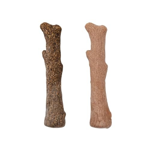 Petstages Dogwood Wood Durable Dog Chew Toys, Real Wood & Calming Hemp, 2-Pack, Medium