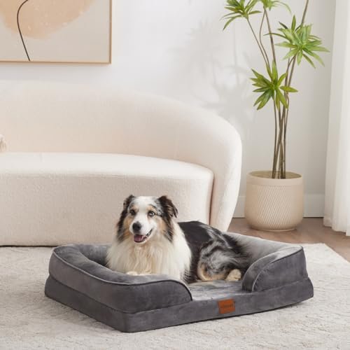 HIMEET Large Waterproof Dog Bed – Washable Bolster Pet Couch 35"x25" - Image 5