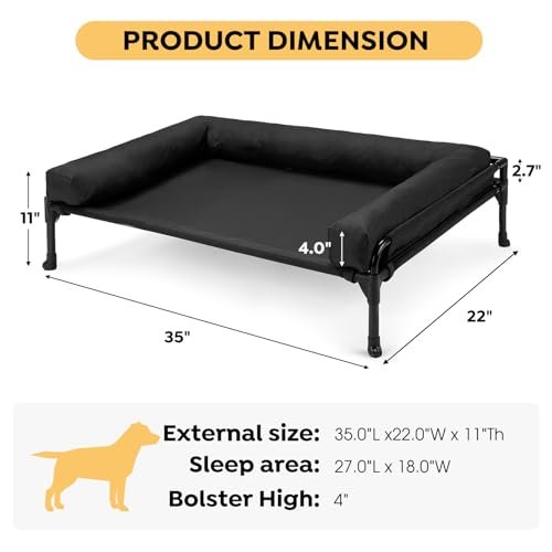 Veehoo Elevated Dog Bed - Cooling Cot with Bolster & Non-Slip Feet - Image 5
