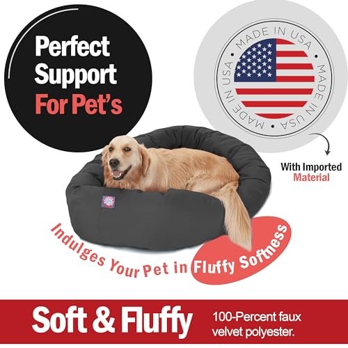 Majestic Pet Large Calming Dog Bed - Soft, Fluffy Donut with Spine Support - Image 2