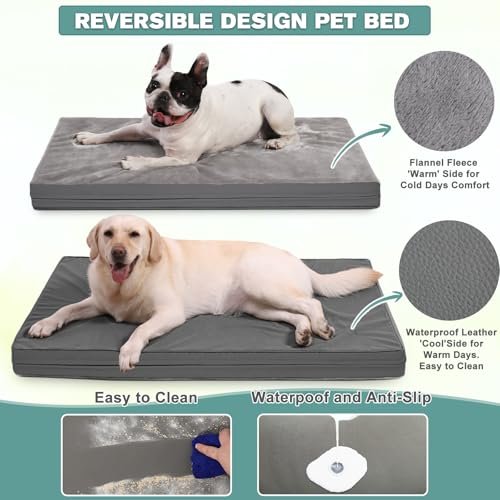 Orthopedic Waterproof Dog Bed - Washable, Non-Slip Crate Pad 35"x22" - Image 4