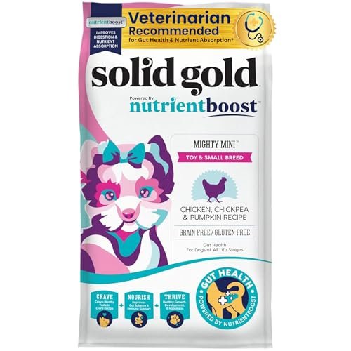 Solid Gold Nutrientboost Mighty Mini Small Breed Dog Food - Dry Dog Food Made with Real Chicken for Any Toy Breed - Grain & Gluten Free Recipe for Gut Health & Sensitive Stomach Support - 3.75 LB Bag