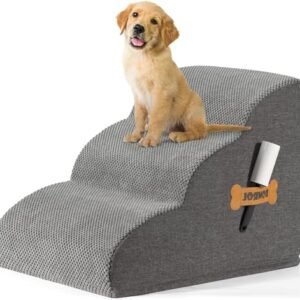 Romrol Dog Stairs Ramp for Beds Couches, Extra Wide Pet Steps with Durable Non-Slip Waterproof Fabric Cover, Dog Slope Stairs for Small Dogs and Cats or Pets Friendly, 3-Tiers