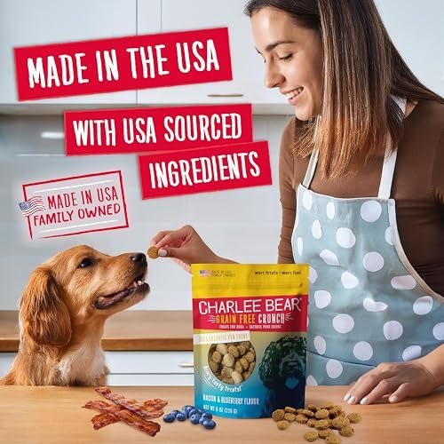 Charlee Bear Grain-Free Crunchy Dog Treats, Bacon & Blueberry, 8 oz - Image 4