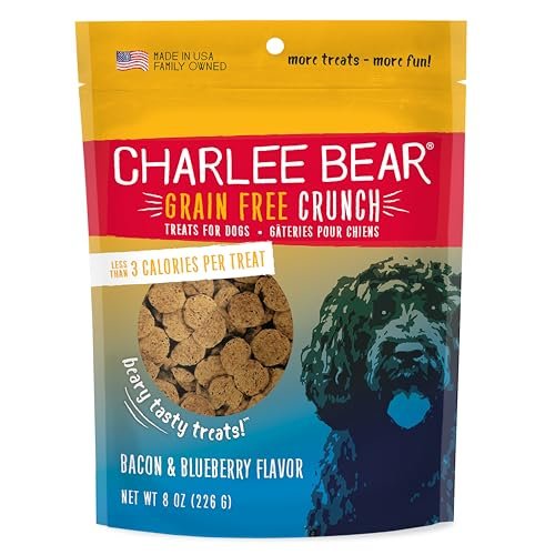Charlee Bear Grain Free Crunch Dog Treats, Bacon & Blueberry Flavor, 8 oz