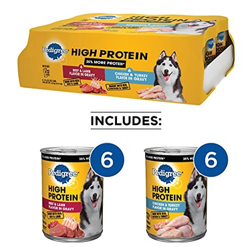 PEDIGREE High Protein Wet Dog Food Variety Pack, Chicken & Beef, 12 Cans - Image 2