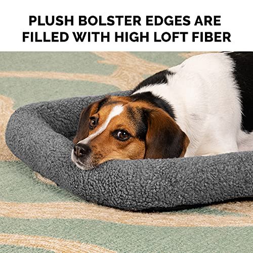 "Gray Sherpa Fleece Dog & Cat Crate Pad, Extra Small, Washable Bolster Bed" - Image 9