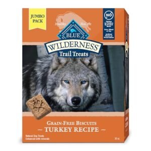 Blue Buffalo Wilderness Trail Treats High Protein Grain Free Crunchy Dog Treats Biscuits, Turkey Recipe, 36-oz box
