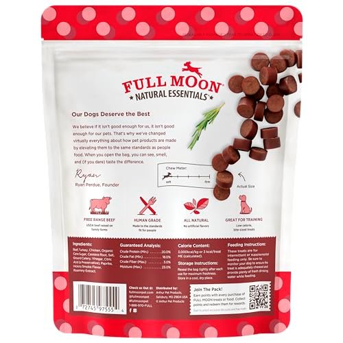 Full Moon Human-Grade Dog Treats, Essential Beef Bites, All-Natural, 14oz - Image 2