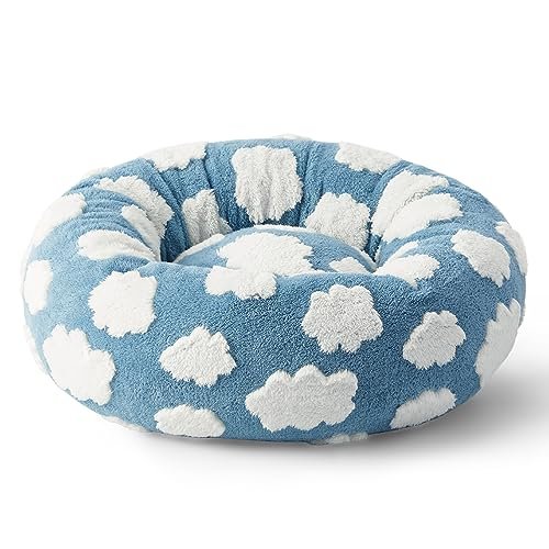Lesure Calming Donut Dog & Cat Bed – Plush, Anti-Slip, 30” Blue - Image 7