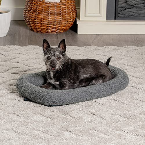 "Gray Sherpa Fleece Dog & Cat Crate Pad, Extra Small, Washable Bolster Bed" - Image 2