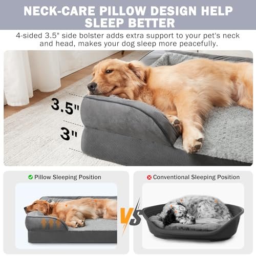 Orthopedic XL Dog Bed with Washable Cover, Waterproof Lining, Non-Skid Base - Image 5