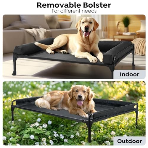 Veehoo Elevated Dog Bed - Cooling Cot with Bolster & Non-Slip Feet - Image 4