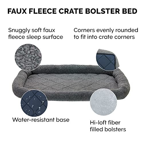 "Gray Sherpa Fleece Dog & Cat Crate Pad, Extra Small, Washable Bolster Bed" - Image 3
