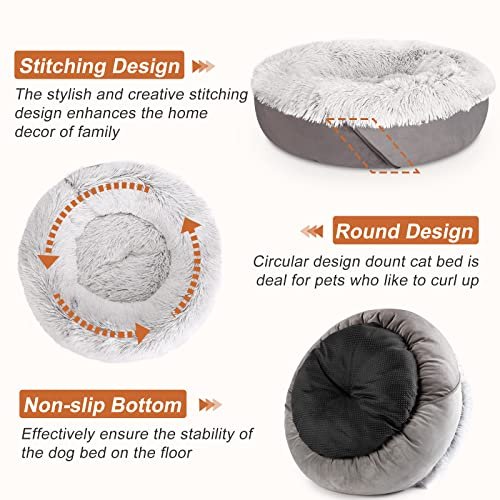 JOEJOY Calming Dog Bed for Small Dogs, Soft Plush Anti-Anxiety Pet Bed - Image 4