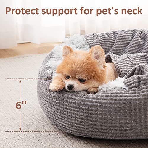 MIXJOY 23" Calming Small Dog Bed with Hooded Blanket & Anti-Slip Base - Image 4