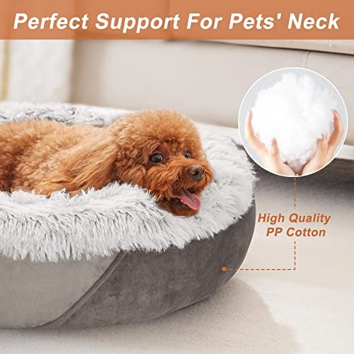JOEJOY Calming Dog Bed for Small Dogs, Soft Plush Anti-Anxiety Pet Bed - Image 2