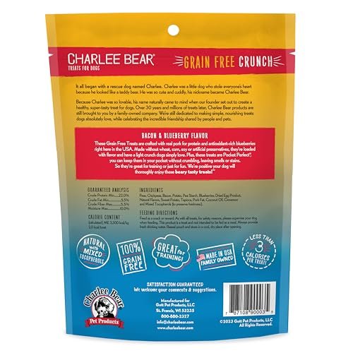 Charlee Bear Grain-Free Crunchy Dog Treats, Bacon & Blueberry, 8 oz - Image 2