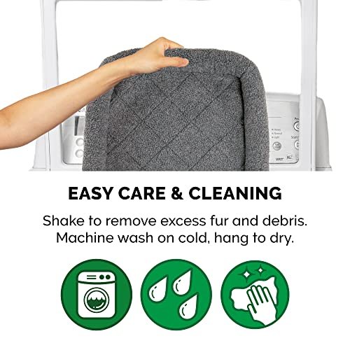"Gray Sherpa Fleece Dog & Cat Crate Pad, Extra Small, Washable Bolster Bed" - Image 6