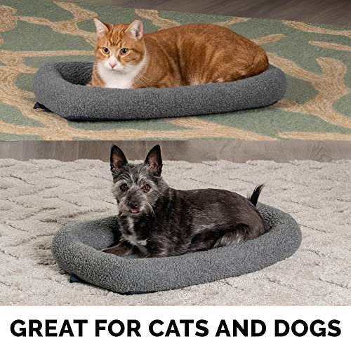 "Gray Sherpa Fleece Dog & Cat Crate Pad, Extra Small, Washable Bolster Bed" - Image 12