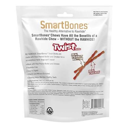 SmartBones Smart Twist Sticks Peanut Butter Dog Chews, 50-Count Rawhide-Free - Image 2