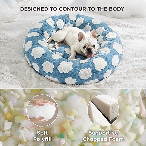 Lesure Calming Donut Dog & Cat Bed – Plush, Anti-Slip, 30” Blue - Image 3