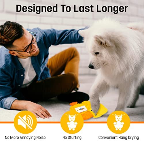 Stuffing-Free 21" Plush Duck Dog Toy – Silent, Fun & Durable for Pets - Image 5
