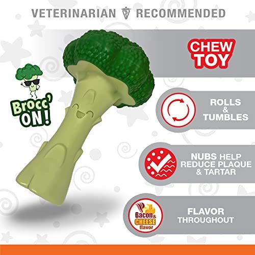 Nylabone Broccoli Chew Toy for Large Dogs, Bacon & Cheese Flavor - Image 2