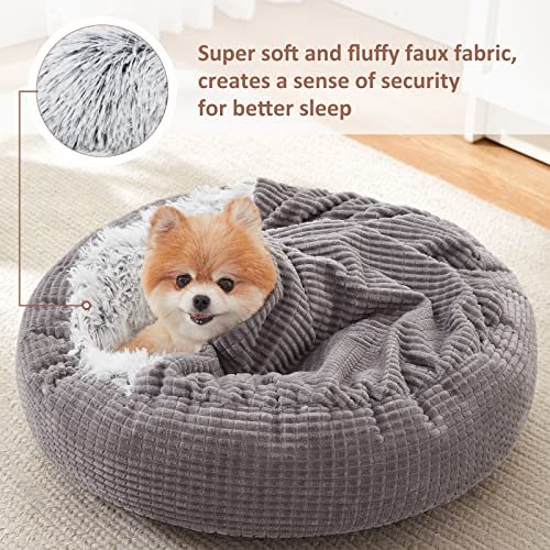MIXJOY 23" Calming Small Dog Bed with Hooded Blanket & Anti-Slip Base - Image 5