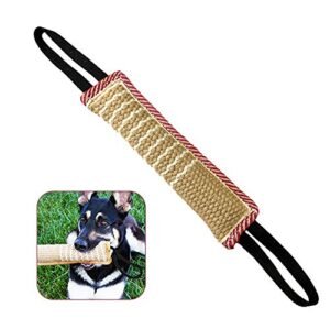 Dog Tug Toy, Dog Bite Jute Pillow Pull Toy with 2 Strong Handles, Perfect for Tug of War, Puppy Training Interactive Play, Bite Training Toys for Medium to Large Dogs (Pink Yellow)
