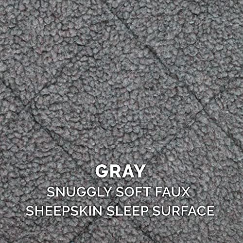 "Gray Sherpa Fleece Dog & Cat Crate Pad, Extra Small, Washable Bolster Bed" - Image 4
