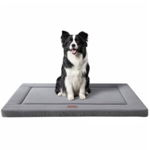 WESTERN HOME Dog Bed for Crate, High Resilience Foam Dog Crate Mat Kennel Pad with Soft Wavy Plush, Comfortable Anti-Slip Washable Dog Bed for Large Medium Small Dogs & Cats, Grey