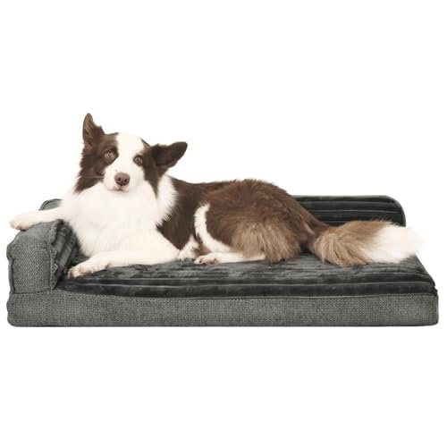 Orthopedic Waterproof Dog Bed with Bolster, Washable Cover, Gray 36" - Image 3